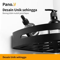 Gambar PanoV Aluminium Rak penyimpanan kamar mandi rak sudut yang dipasang di dinding tahan air dan anti karat dengan daya dukung yang kuat Aluminium - Sudut hitam - 2-1 FREE HOOK + LEM dari PANOV Official Store Kab. Tangerang 5 Tokopedia