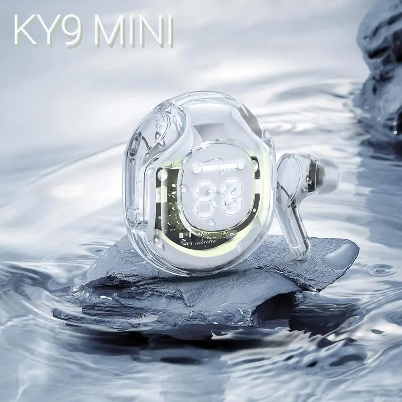 KY9 - tai nghe Bluetooth không dây mini, pha lê 7 màu, thân tròn, rõ ràng, đèn thở mát mẻ với màn hình kỹ thuật số tai  nghe Nhét Tai Nghe Nhạc 0