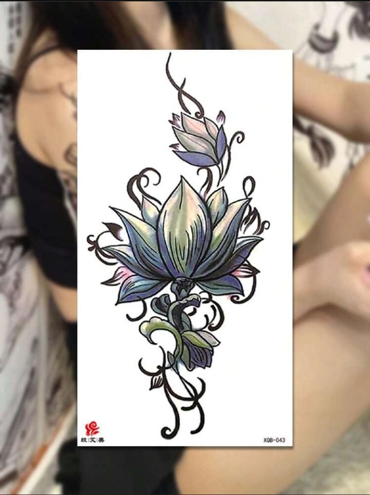 Product Introduction of Sticker Stiker Bunga Angry Lotus Hijau - Tato Temporer Tubuh - Tattoo Tatto Temporary Kering Tahan Air Sementara Anti Air - Seri QC-661 Wanita 32