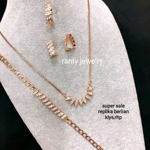 Set Replika berlian model tura padi untuk anak gadis, mewah, real pict