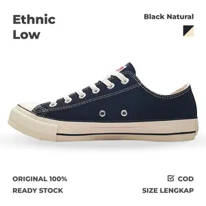 Ventela Ethnic Low Black Natural Casual Shoes Sneaker Sneakers