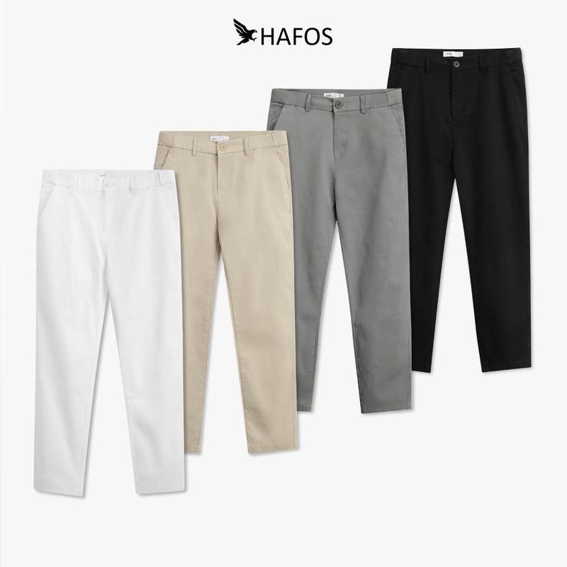  Quần dài kaki nam HAFOS lưng thun Sidetab Form Regular thoải mái quần kaki nam phiên bản cải tiến co giãn ít nhăn 
