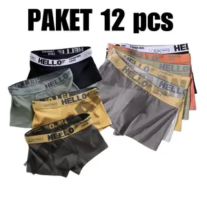 HELLO Paket 12 pcs Celana Dalam Boxer Pria Bahan Adem Nyaman Menyerap Keringat Cocok untuk Segala Aktivitas