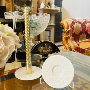 Tempat Lilin Narumi Embosse White 2 Pcs L 11 Cm Mewah Cantik