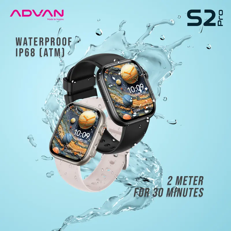 ADVAN Smartwatch S2 PRO AMOLED Display 1.95" inch Slim AI Voice Assistant Bluetooth Call Waterproof IP68 Touchscreen Health Monitoring 7
