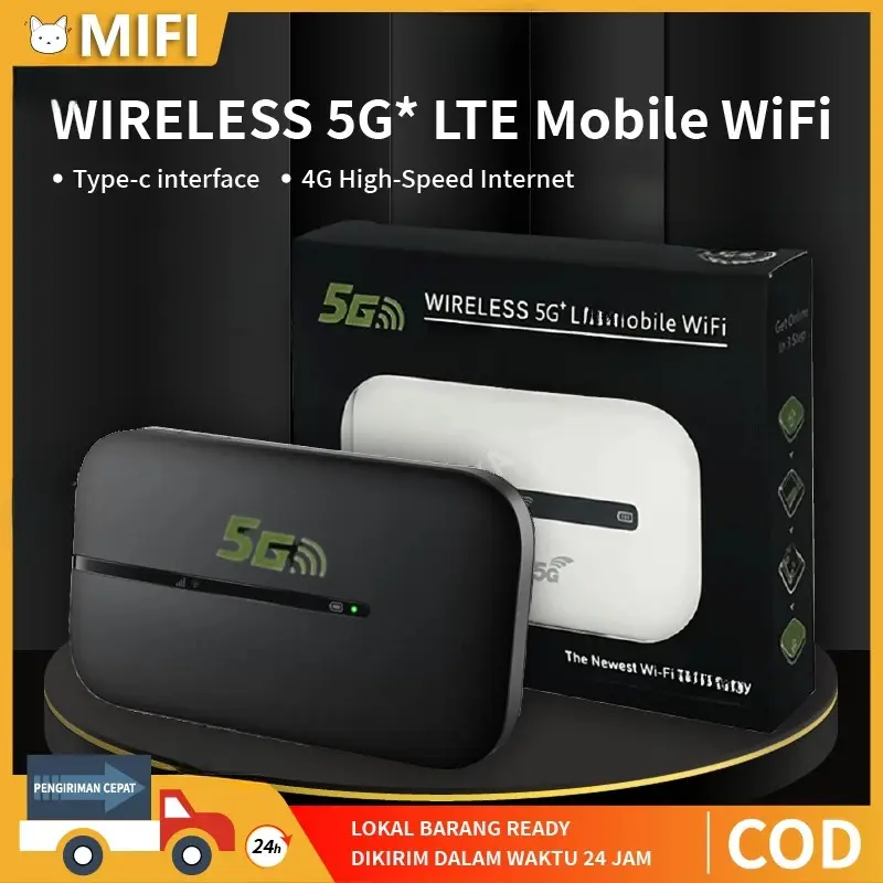 MIFI Modem WiFi 4G All Operator Sim Card Portable 150Mbps MobileWifi Baterai 2100mAh Interface Type-C Internet 4G High-Speed Berlangsung 48 Jam