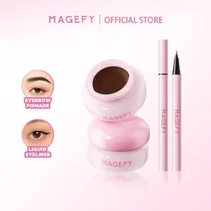 MAGEFY Eyebrow Pomade & Eyeliner Set – Creamy / Soft Gel Pomade + Eyeliner Cair Presisi 0.01 mm Tahan 24 Jam, Hasil Natural dan Rapi Mascara