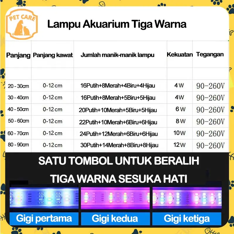 Lampu Led Aquarium Gantung Akuarium 20-90CM Aquascape Ikan hias Led Varian Lampu Rumput Air Tangki ikan 6