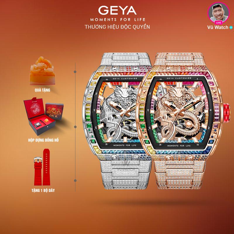 Đồng hồ cơ nam GEYA G78193 [1740] Mặt Rồng | Tặng 1 bộ dây, hộp đựng, ấn ngọc, 1 lần thay kính miễn phí