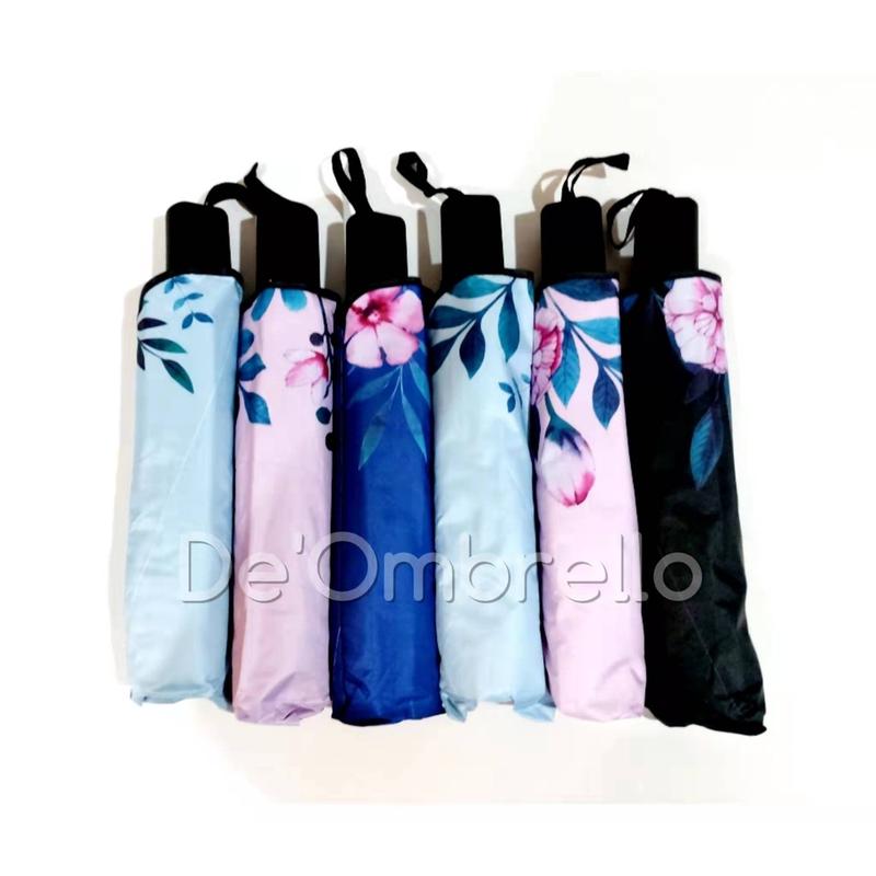 (521)Payung Fancy Motif Bunga Rose Dalam Hitam Anti UV/PREMIUM UMBRELLA 6