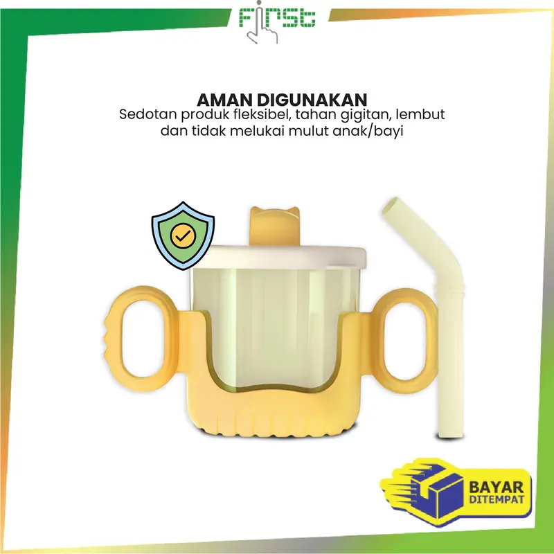 [COD] FH C1053 Gelas Minum Baby Training Cup 300ML dengan Pegangan dan Sedotan 7