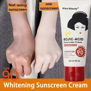Kiss Beauty Kojic Acid Sunscreen Tabir Surya SPF90 PA+++ Sunblock Badan Krim Sunscreen UV Protection untuk Badan dan Wajah Pelindung