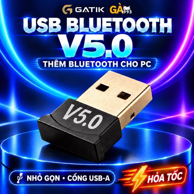 USB Bluetooth 5.0 cho PC Windows 7/8.1/10/11 – Bộ chuyển đổi USB-A nhỏ gọn