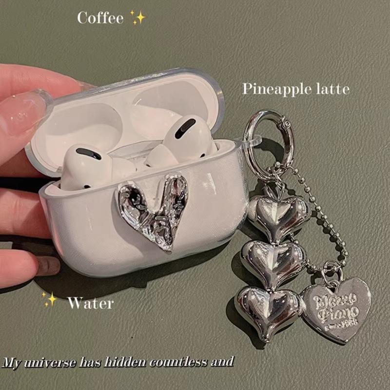 Ốp Airpods Pro 2 3 Ốp Bao Phủ Toàn Bộ Trong Suốt Thiết Kế Trái Tim Có Dây Xích Tương Thích Với Airpods 1 2 Được Làm Bằng Chất Liệu PC Ốp Bảo Vệ Tai Nghe Bluetooth Phụ Kiện
