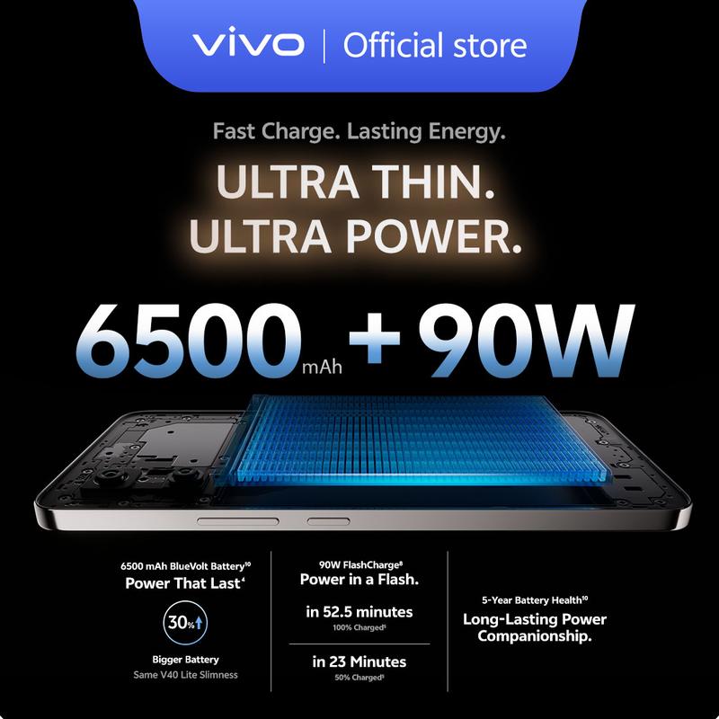 [NEW LAUNCH] vivo V50 Lite 4G (8/256) Borderless Immersive Screen, Sony IMX882, 6500mAh Battery+90W Flashcharge, AI Erase 2.0, All-round Impact Resistance 4