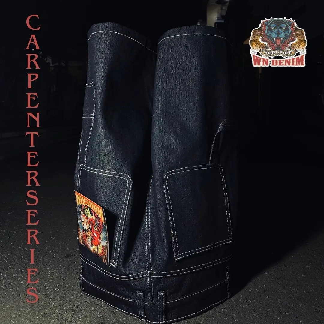 W-005 jortspants carpenter series Raw denim 15oz bahan kaku tebal tidak melar Celana Jeans Pria