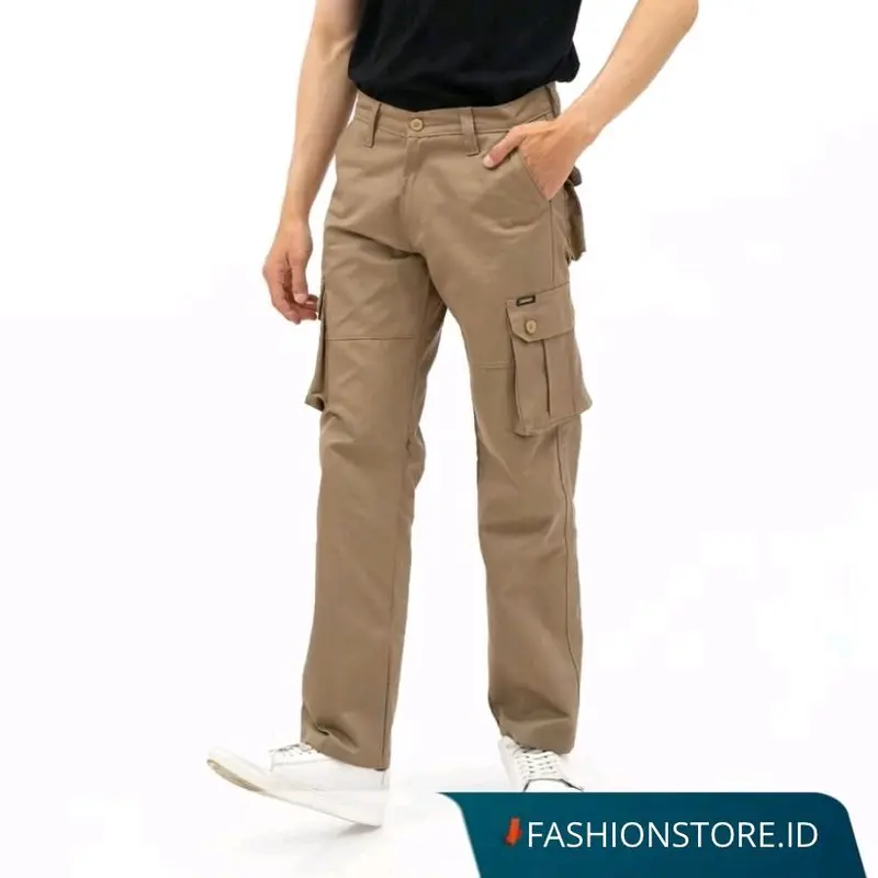 Celana Cargo Panjang Pria Slim fit Original Premium Quality Katun  Jeans Tebal Nyaman Casual Santai 0