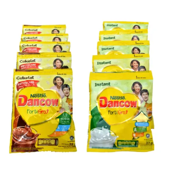 dancow fortigro instant renceng susu bubuk kemasan sachet rasa coklat vanilla 1renceng isi 10 saset
