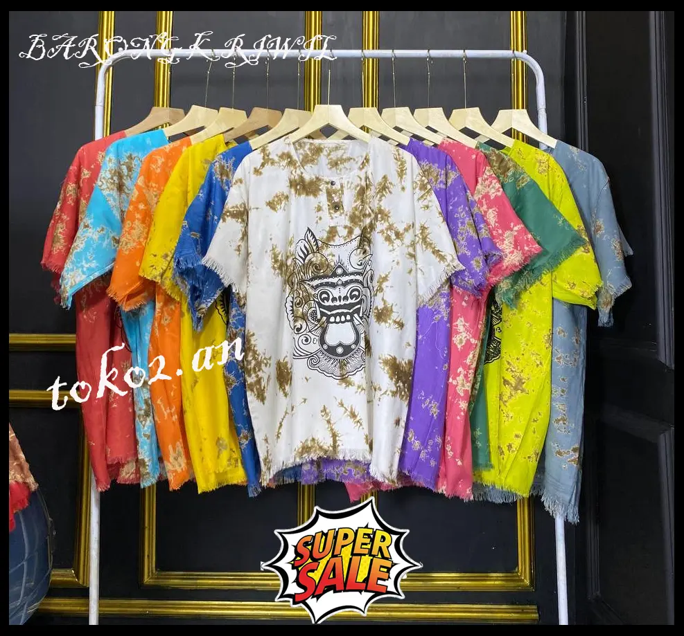 Baju Barong Bali Dewasa - Baju Barong Motif Kriwil - Baju Santai Pria Dan Wanita - Lengan Pendek