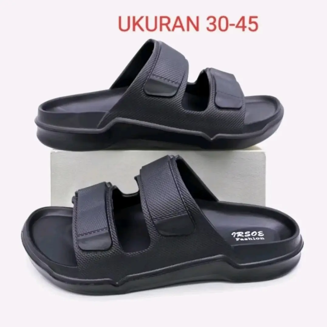 Sandal Slop Karet Pria Slide Hitam Irsoe bahan empuk Selop Shoes