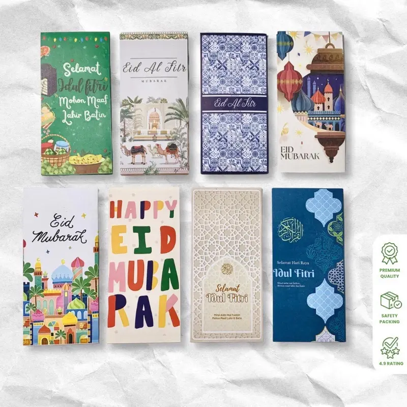 Amplop Lebaran Premium Amplop Hari Raya Idul Fitri Uang Tanpa Dilipat 200gsm Laminasi Doff  - 8 Pcs/Pak - Kertas