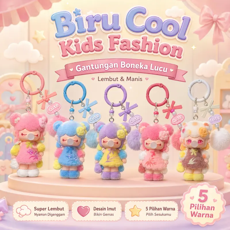 Biru Cool Kids Fashion Gantungan Tas Gadis Gelembung Resin Handmade Bag Charm Pajangan Mobil Trendy Toy Lucu