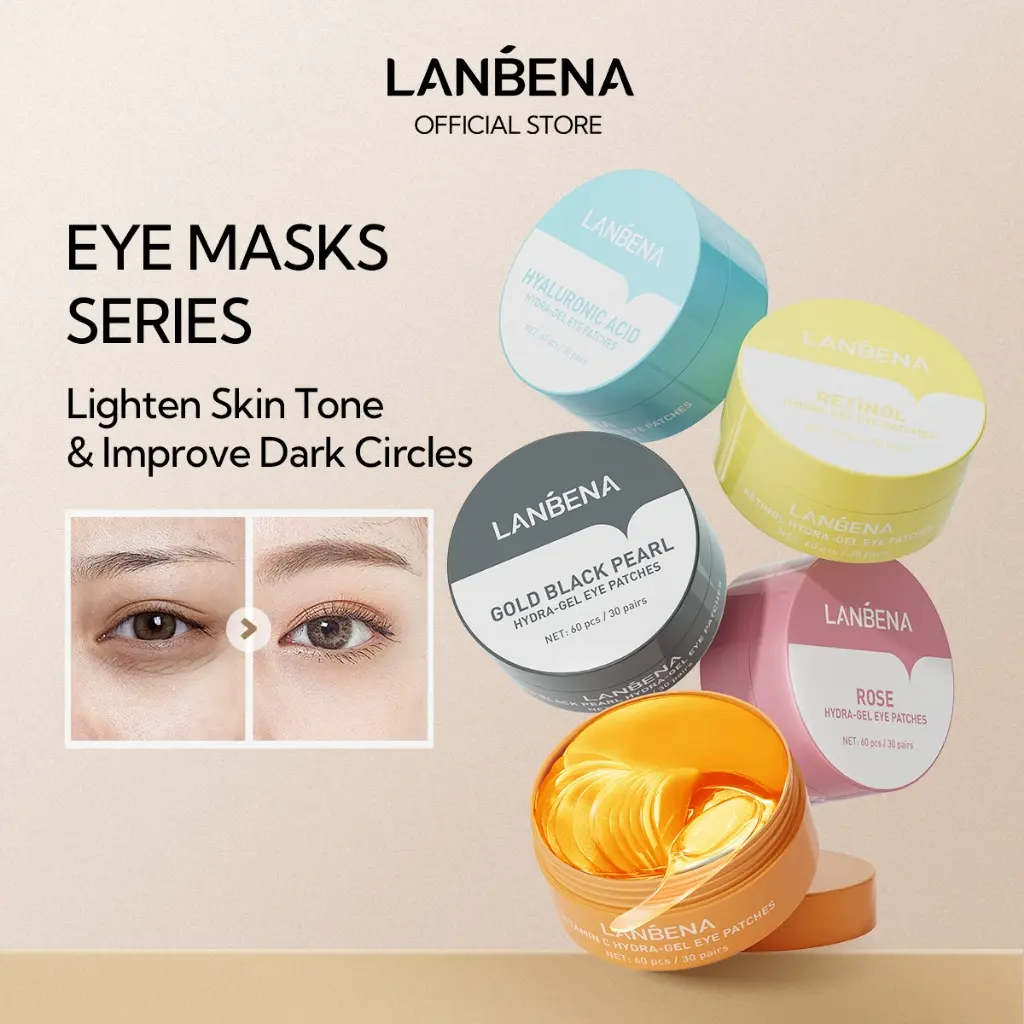 LANBENA Lady Eye Mask Series Vitamin C Whitening Hyaluronic Acid Moisturizing Eyelight Eye Mask 60pcs Skin Care Moisturizer Moisture Hydrate Comfort