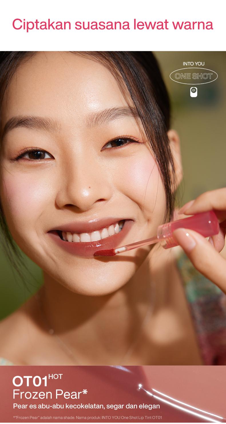 INTO YOU One Shot Lip Tint Glossy Water Finish Ringan Tahan Lama Tidak Transfer Bibir Lembap Natural