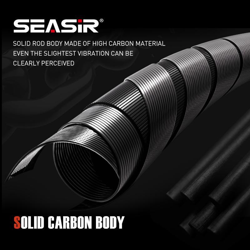 Cần Câu Cá Mũi Tên Màu Đen, SEASIR, Vòng Dẫn Hướng FUJI O Carbon 1.5M BFS Siêu Nhẹ 76G Trọng Lượng Mồi 0.8-10G Núm Âm Thanh Cần Câu Cá 6