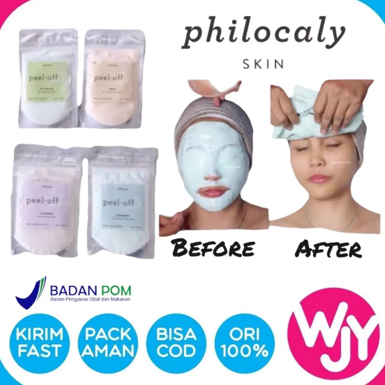 PHILOCALY PEEL OFF MASK RUBBER MASK MASKER SALON CRUELTY FREE PARABEN FREE BPOM ORIGINAL SHARE 10 GR Wajah Beruntusan Lavender Niacinamide Peach Vitamin serum jerawat clay mask anak 10–12