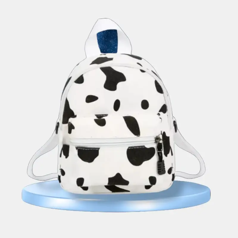 Tas Ransel Mini Anak-Anak Motif Sapi Sablon Tanpa Gantungan Boneka - Fashion 0