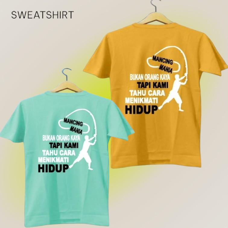 Product Introduction of Kaos Distro Sablon Plastisol Semi Katun 24s UNISEX Kata Mancing Mania - Oblong, Baju Atasan Cowok Keren Tulisan kata kata Bijak Pria Dewasa Combed Polos Pendek Motif mancing 1