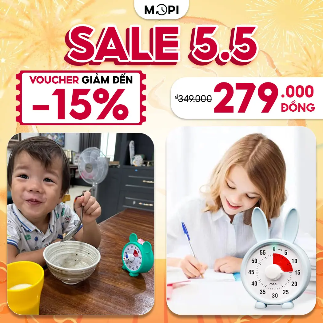 Đồng hồ Pomodoro đếm ngược, mopi timer MP038 bấm giờ học tập, quản lý thời gian trẻ em, đồng hồ hẹn giờ mini đa năng