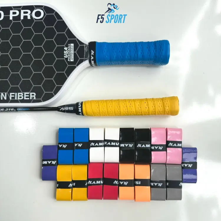 Combo 5- 10 Quấn cán vợt Pickleball, cầu lông chính hãng Amusi loại mỏng không gân xốp lỗ thoáng khí