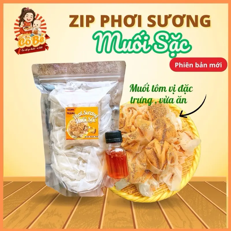 Bánh Tráng Phơi Sương Muối Sặc - Đồ Ăn Vặt Cay Snack 20 Lá Bánh Tròn 1 Zip Muối Sặc Cay Thơm 1 Chai Sốt Tắc Bảo Quản Tránh Gió