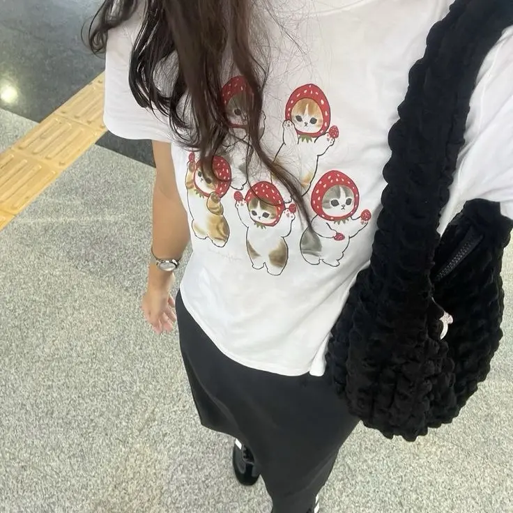 mofusand strawberry baby tee coquette cat cute soft aesthetic 0
