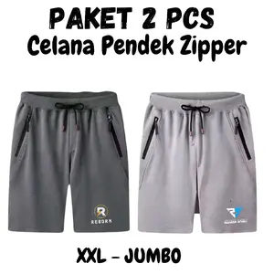 Celana Pendek Flecee Terry Olahraga Sport Dewasa Saku Resleting Bahan Flecee Uniseks