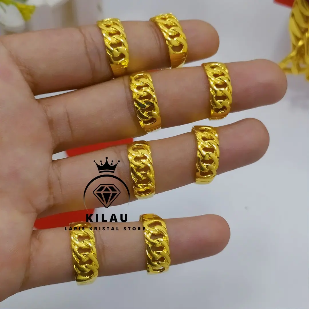 Cincin lipan lapis Crystal sepuh emas 24k