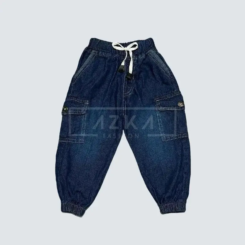 Celana Jeans Joger Cargo Anak 1-10 Tahun dengan Pinggang Variasi Tali Anti Melorot - Fashion 4