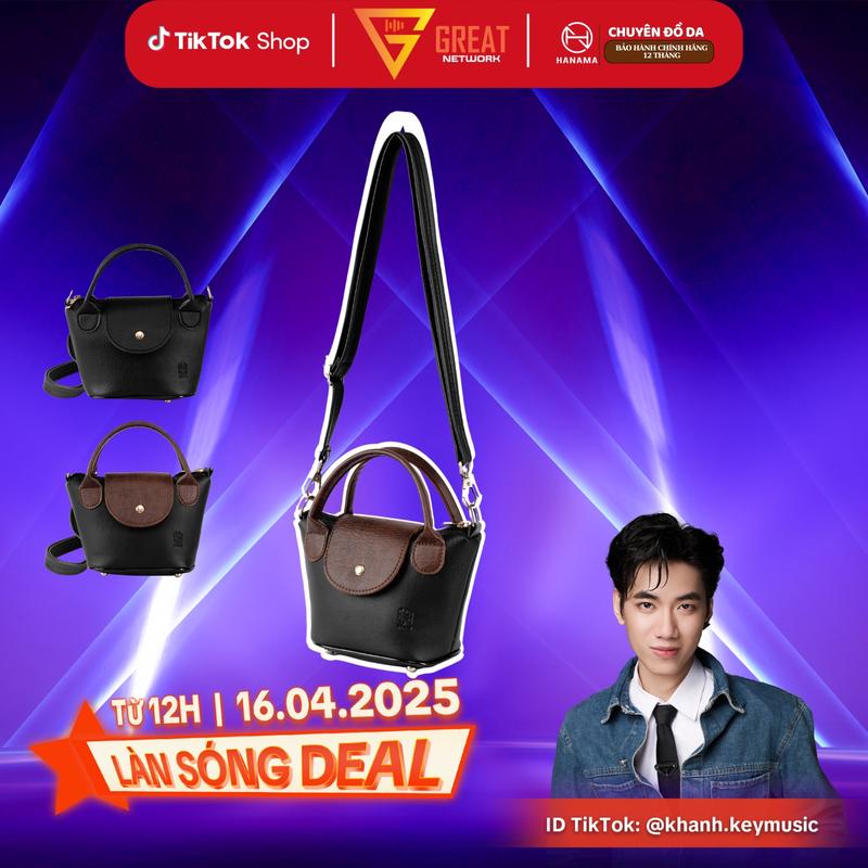 [ƯU ĐÃI -GIÁ SỐC]_ Túi xách nữ đeo chéo thời trang Hanama  Hera 11 phối mầu Nâu phối Đen và Đen full Khóa mạ đồng cao cấp chống xước Da Bag Women