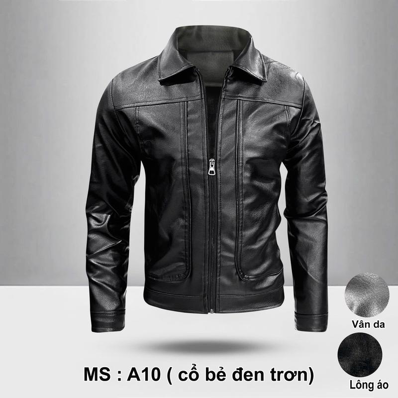 ÁO khoác da  cổ bẻ lót lông quảng châu chất da mềm vân da chống bong tróc trầy xước