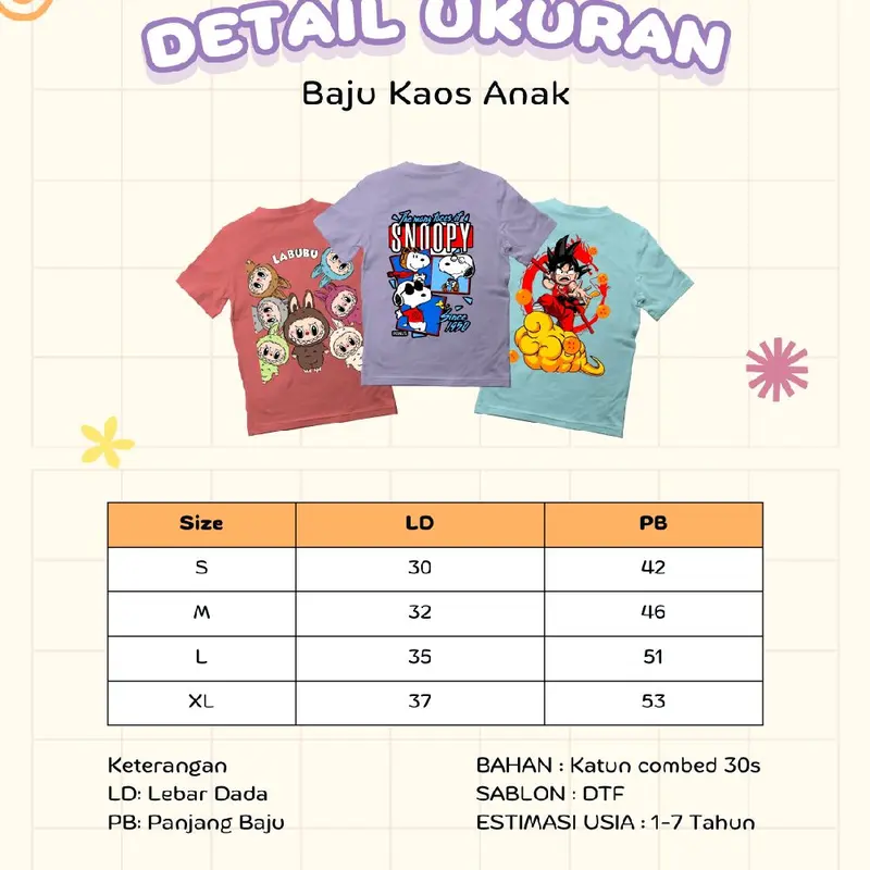 Paket Hemat 100Rb Dapat Pcs Kaos Anak Perempuan Usia 1-7 Tahun Random Motif Fashion Anak perempuan Katun 3