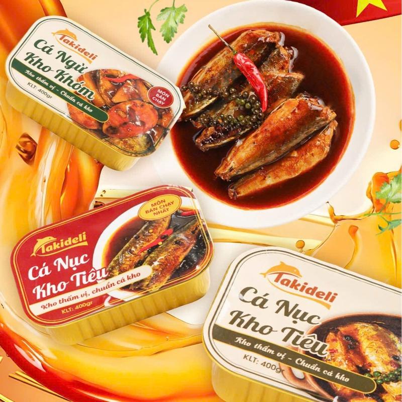 Cá Kho Đậm Vị Miền Trung Quê Hương Cá Nục Kho Tiêu Cá Ngừ Kho Khóm TAKI DELI Thơm Ngon Nhiều Sốt Đóng Hộp Ăn Liền - Trọng Lượng 400g Hộp Cay Ít Cay Nhiều