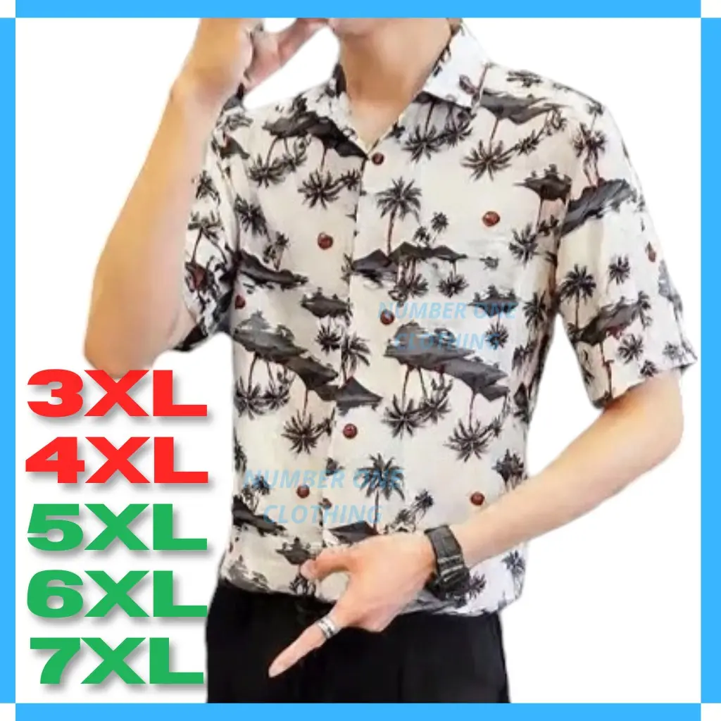 Kemeja Pria Jumbo Motif Katun 30s XXL XXXL 4XL 5XL 6XL 7XL Baju Pendek Cowok Nyaman