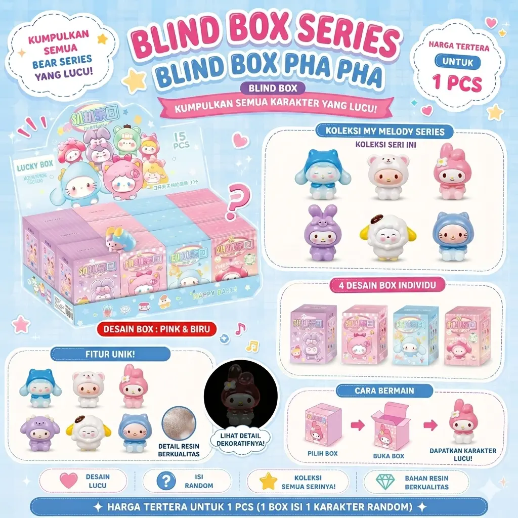 TICTOCTOYS Mainan Blind Box Figurine Mystery Box Pha Pha Blind Box Cute Resin Clay