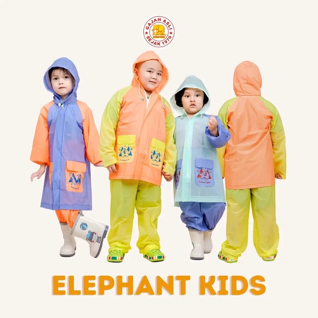 JAS HUJAN ANAK JAS HUJAN TK JAS HUJAN ELEPHANT KIDS PVC Tahan air Anak-anak