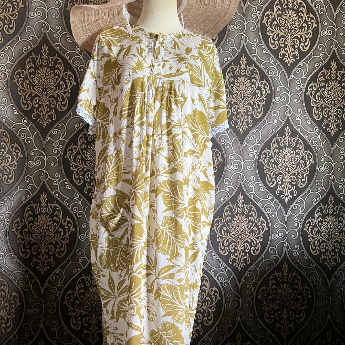 Najah Daster Olive Dress Rayon Premium Motif Mewah Lengan 3/4 Jumbo dan Standar Fashionable Stylish