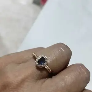 Cincin Sapphire Biru Titanium Gold Premium Anti Karat Anti Luntur