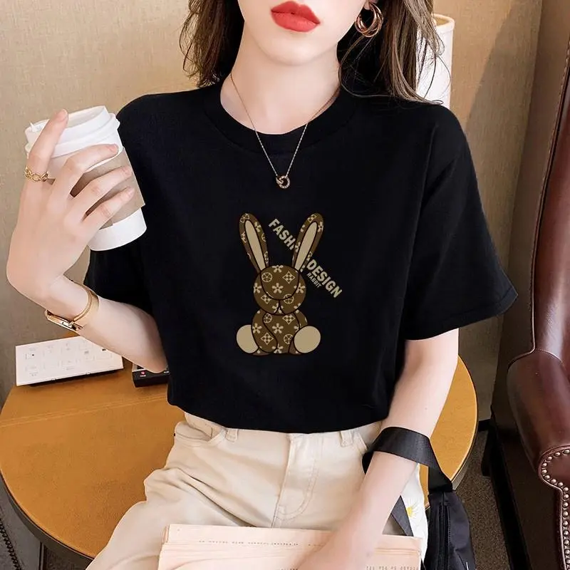 T-Shirt Wanita Model Terbaru Korean Style dengan Lengan Pendek COD Mickey Casual Aesthetic Soft Mini Baju Atasan Motif Hitam Kaos Simple Basic Tee Top Vintage Putih Polos 2