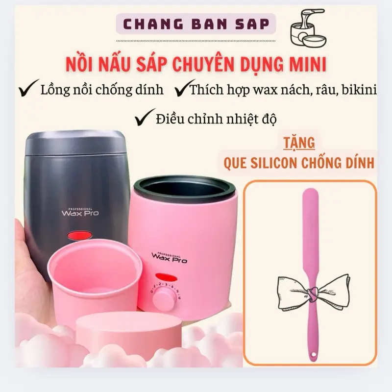 Nồi Nấu Sáp Chống Dính Mini TẶNG Que Silicon